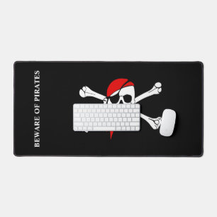 Beware of Pirates Skull Bones  Desk Mat