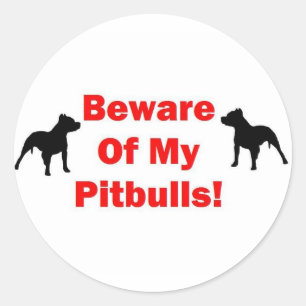 Beware of Pitbull Classic Round Sticker