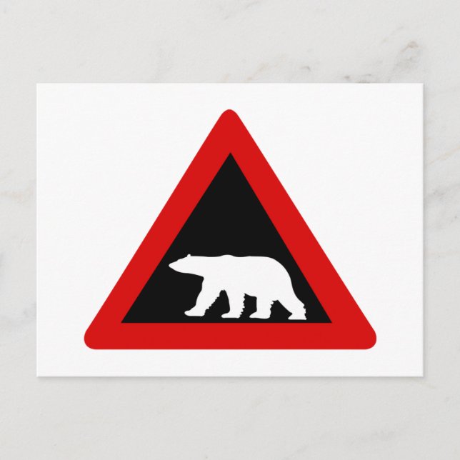 Beware of Polar Bears, Traffic Sign, Norway Postcard (Front)