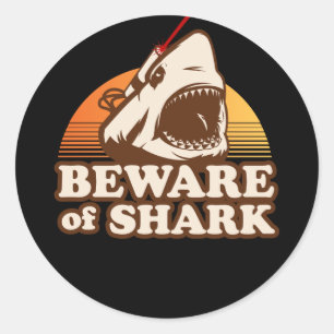 Beware of Sharks with Frickin' Laser Beams Classic Round Sticker