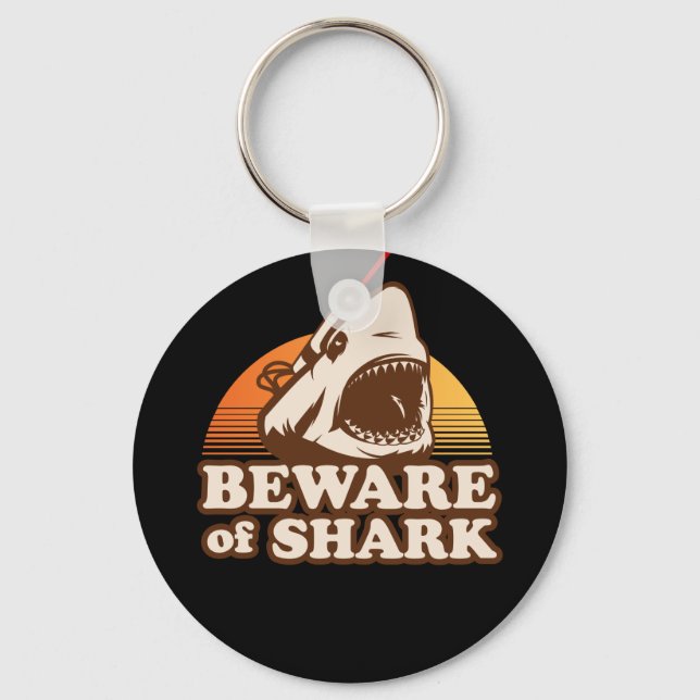 Beware of Sharks with Frickin' Laser Beams Key Ring (Front)