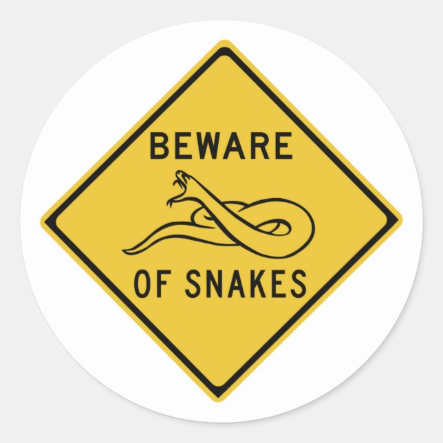 Beware of Snakes, Traffic Warning Sign, Australia Classic Round Sticker (Front)