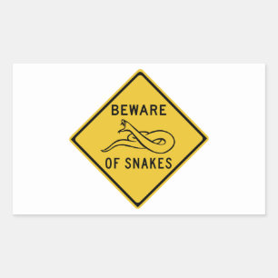 Beware of Snakes, Traffic Warning Sign, Australia Rectangular Sticker