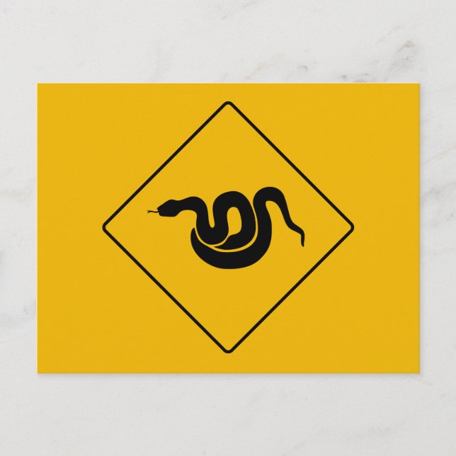 Beware of Snakes, Warning Sign, USA Postcard (Front)