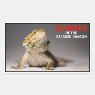 BEWARE of the bearded dragon Rectangular Sticker