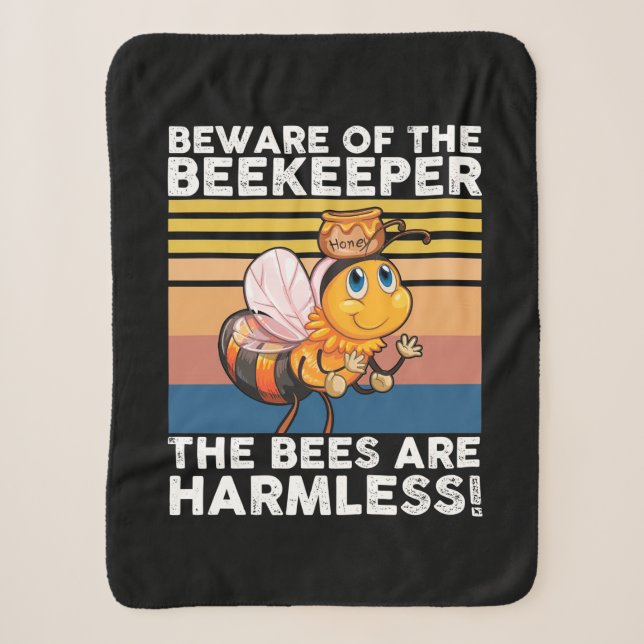 Beware Of The Beekeeper Sherpa Blanket (Front)