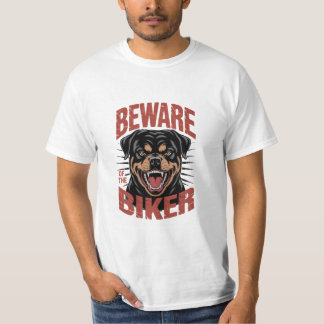 Beware of the Biker Rottweiler Dog Design T-Shirt