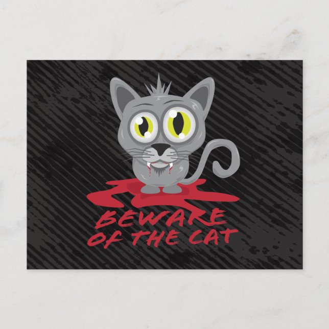 Beware Of The Cat Postcard (Front)