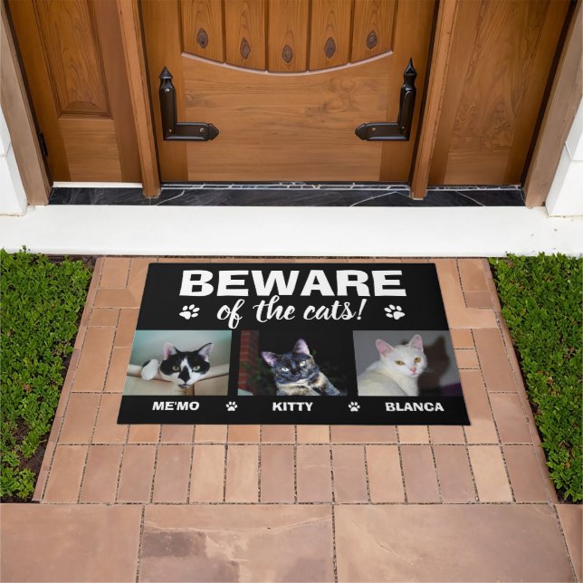 Beware Of The Cats! 3 Photo Template Doormat (Outdoor)