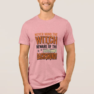 Beware Of The Dachshund Halloween Witch Shirt_1 Tri-Blend Shirt