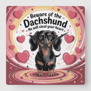 Beware Of The Dachshund Square Wall Clock