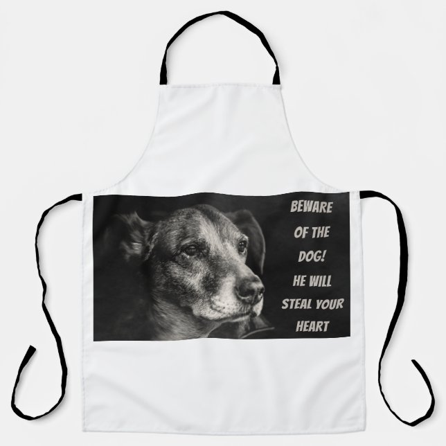 Beware of the dog, custom pet photo apron (Front)