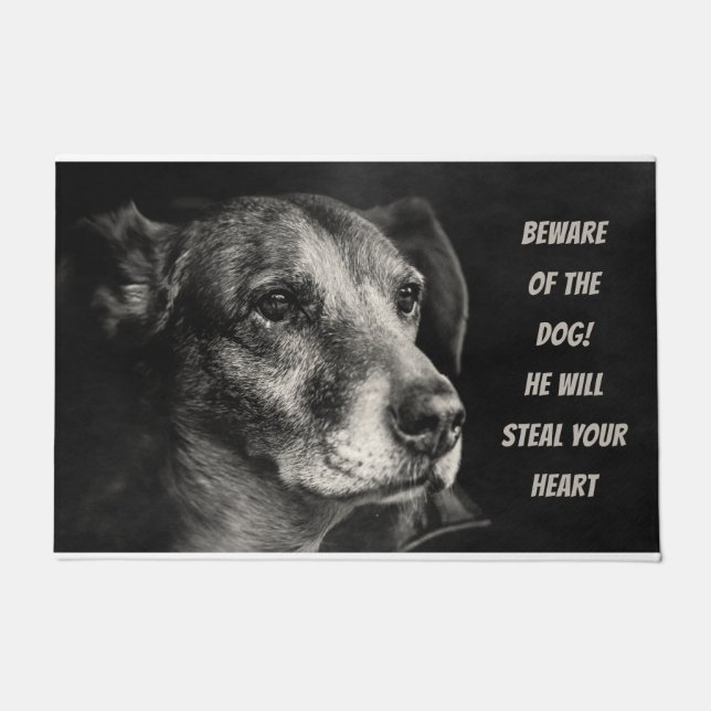 Beware of the dog, custom pet photo doormat (Front)