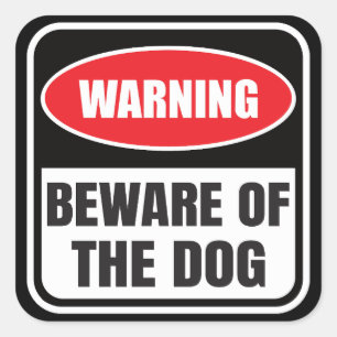 Beware of the Dog Warning Square Sticker