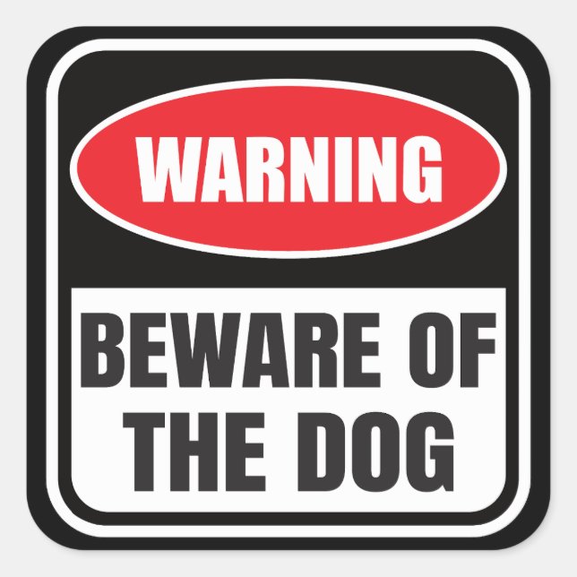Beware of the Dog Warning Square Sticker (Front)