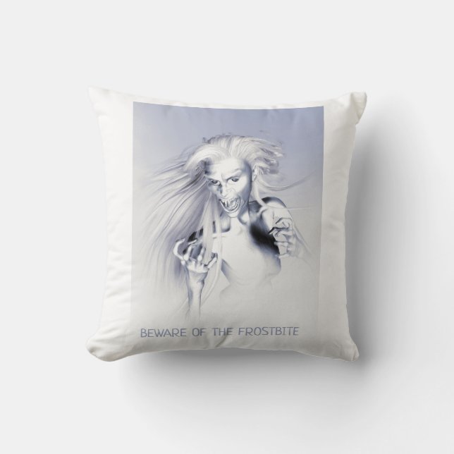 Beware of the Frostbite. Ice vampire Cushion (Front)