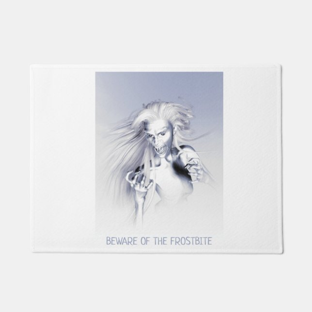Beware of the Frostbite. Ice vampire Doormat (Front)