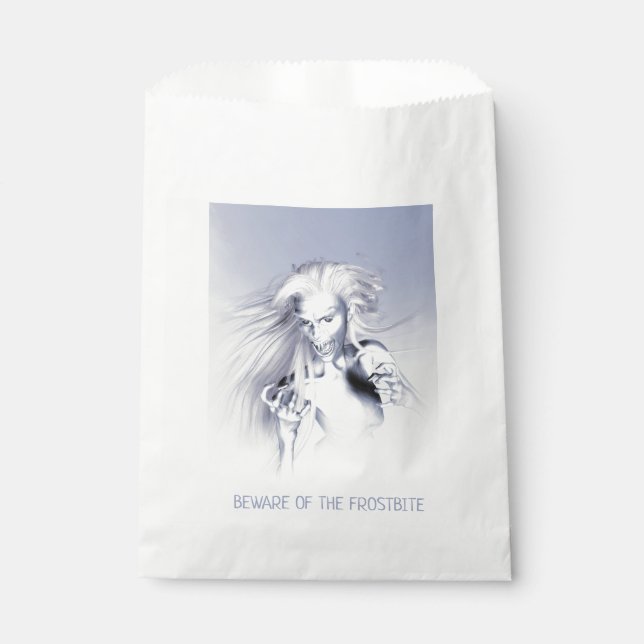 Beware of the Frostbite. Ice vampire Favour Bag (Front)
