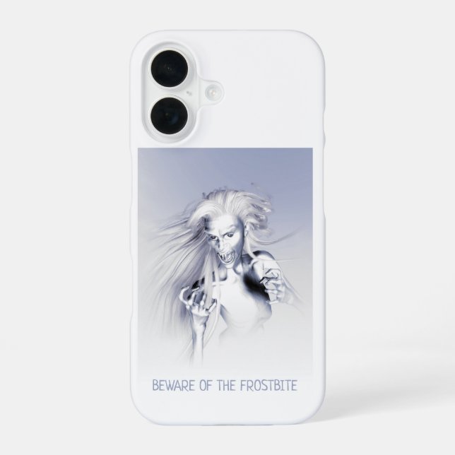 Beware of the Frostbite. Ice vampire iPhone 16 Case (Back)