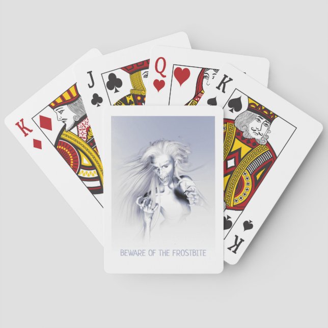 Beware of the Frostbite. Ice vampire Playing Cards (Back)