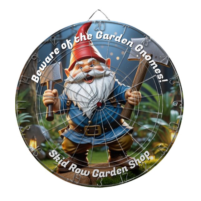 Beware of the Garden Gnomes Funny Dartboard (Front)