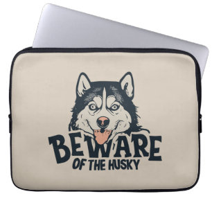 Beware of the Husky - Vintage Horror Movie Poster Laptop Sleeve