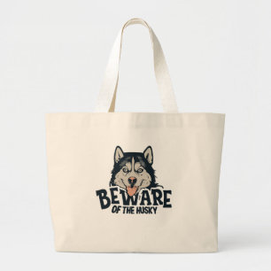 Beware of the Husky - Vintage Horror Movie Poster Large Tote Bag