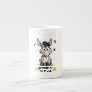 Beware Of The Mule Funny Donkey Warning Design Bone China Mug