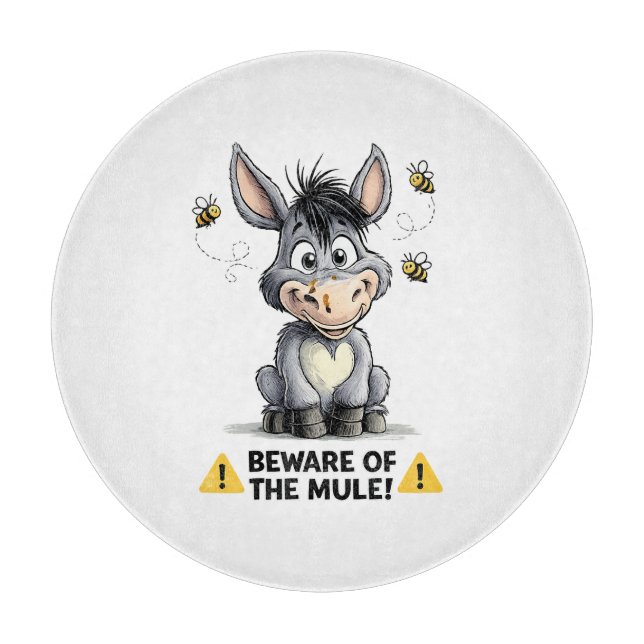 Beware Of The Mule Funny Donkey Warning Design Cutting Board (Front)