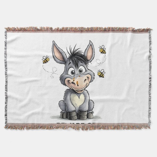 Beware Of The Mule Funny Donkey Warning Design Throw Blanket (Front)