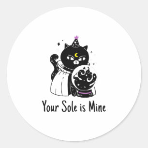 Beware of the night, child. all cats are black classic round sticker