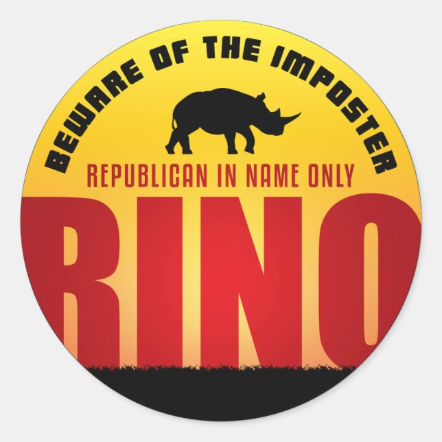 Beware of the RINO Classic Round Sticker (Front)