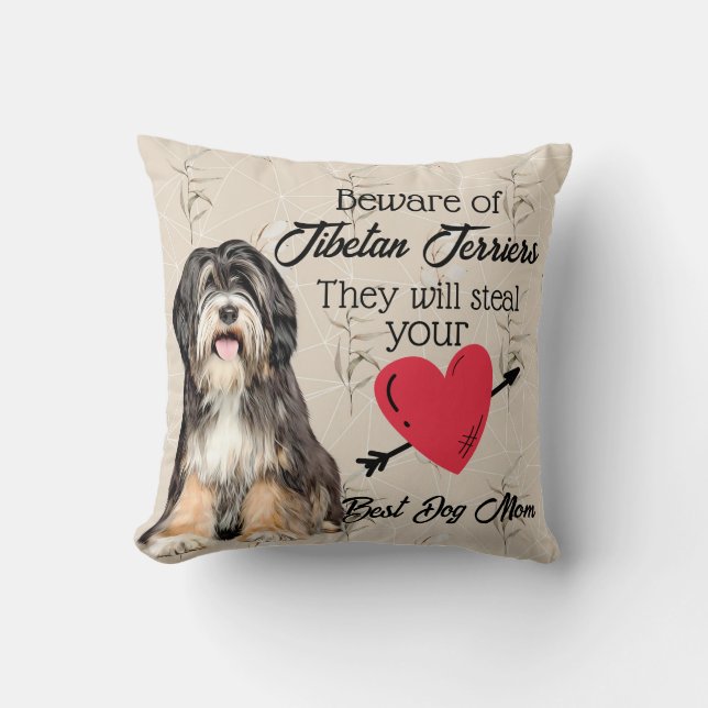 Beware of Tibetan Terriers...Best Dog Mum Cushion (Front)