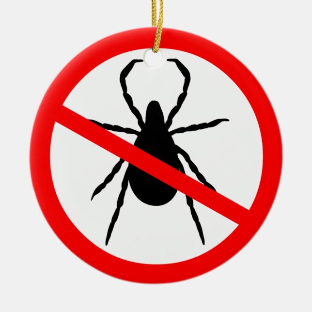 Beware of Ticks Ceramic Tree Decoration (Front)