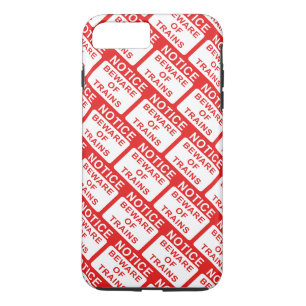 Beware of Trains Railway Sign Print iPhone 8 Plus/7 Plus Case