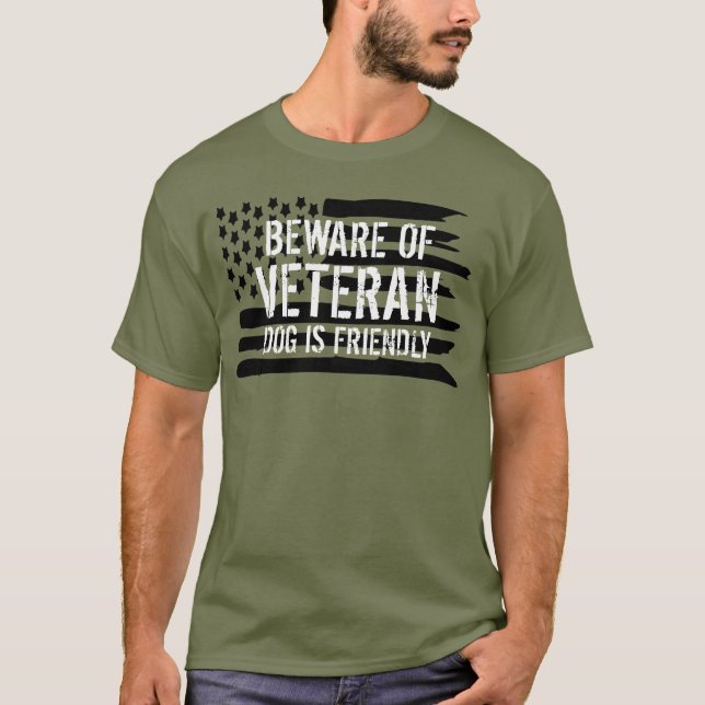 Beware of Veteran Service Dog T-Shirt (Front)