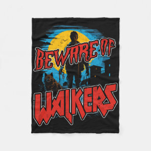 Beware Of Walkers Scary Zombie Dog Walker Horror H Fleece Blanket