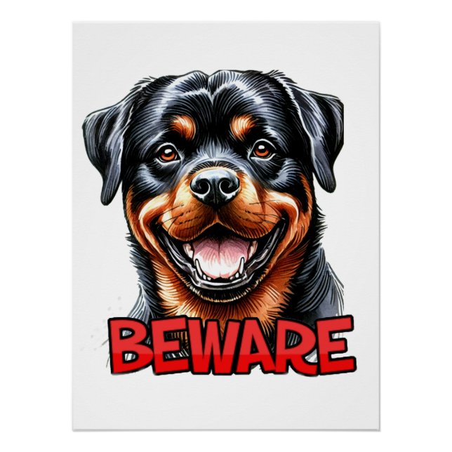 Beware Rotweiler Poster (Front)