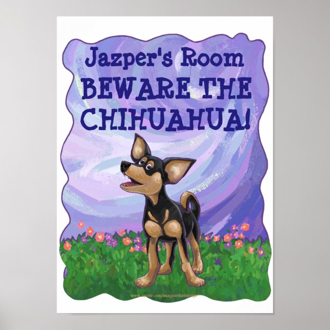 Beware the Chihuahua Personalised Wall Art (Front)