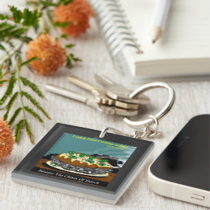 Beware the Chives of Starch – Funny Foodie Cartoon Key Ring