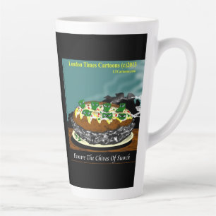 Beware the Chives of Starch – Funny Foodie Cartoon Latte Mug