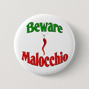 Beware The Malocchio (Evil Eye) 6 Cm Round Badge