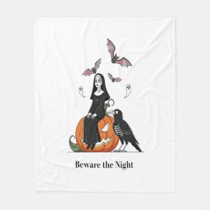 Beware the Night Spooky Nun Fleece Blanket