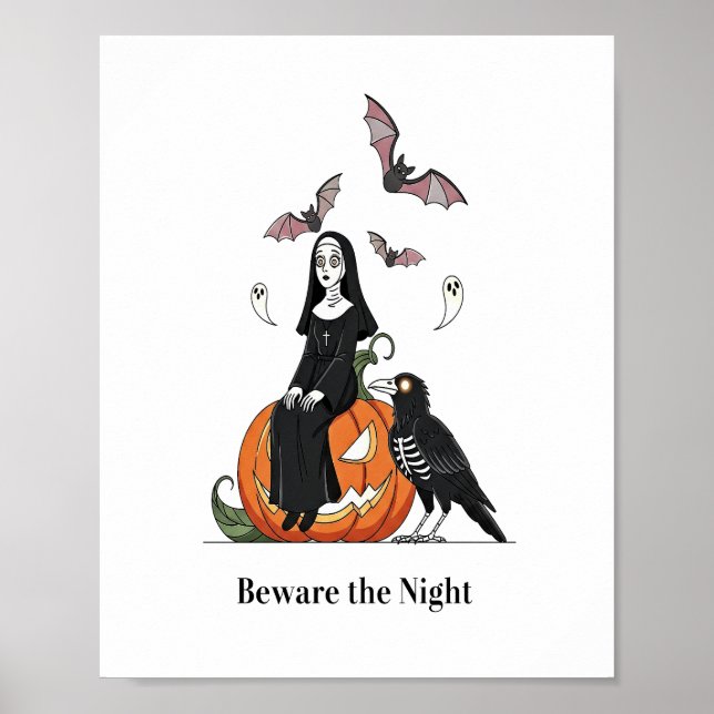 Beware the Night Spooky Nun Poster (Front)