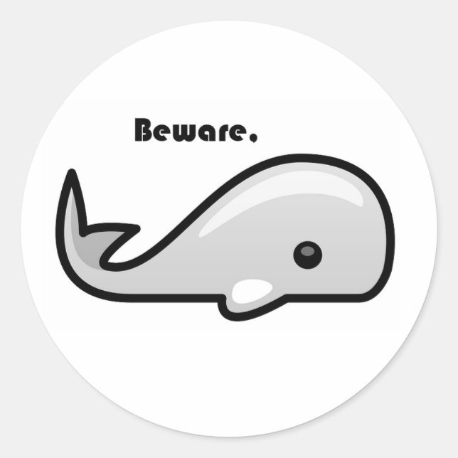 Beware the White Whale Cartoon Classic Round Sticker (Front)