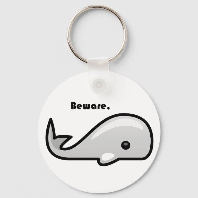 Beware the White Whale Cartoon Key Ring (Front)