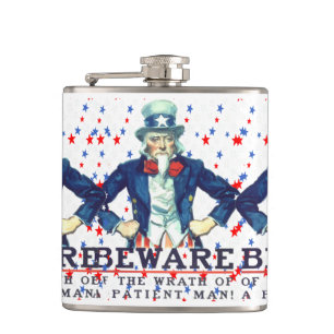 Beware The Wrath Of A Patient Man Patriotic Star Hip Flask