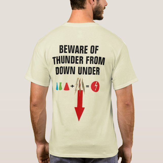 Beware Thunder From Down Under Funny Graphic Shirt (Back)
