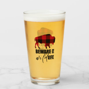 Beware Wild Life Buffalo Plaid ID669 Glass
