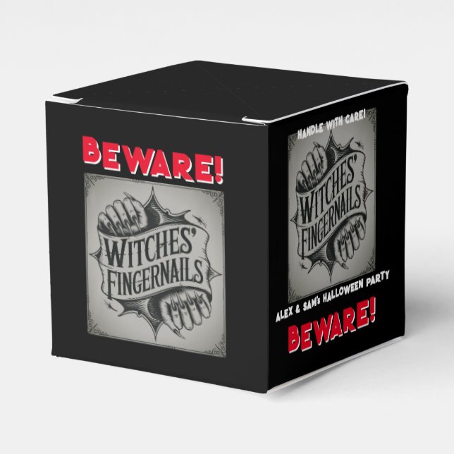 BEWARE! Witch Fingers Halloween Party Spooky Candy Favour Box (Front Side)